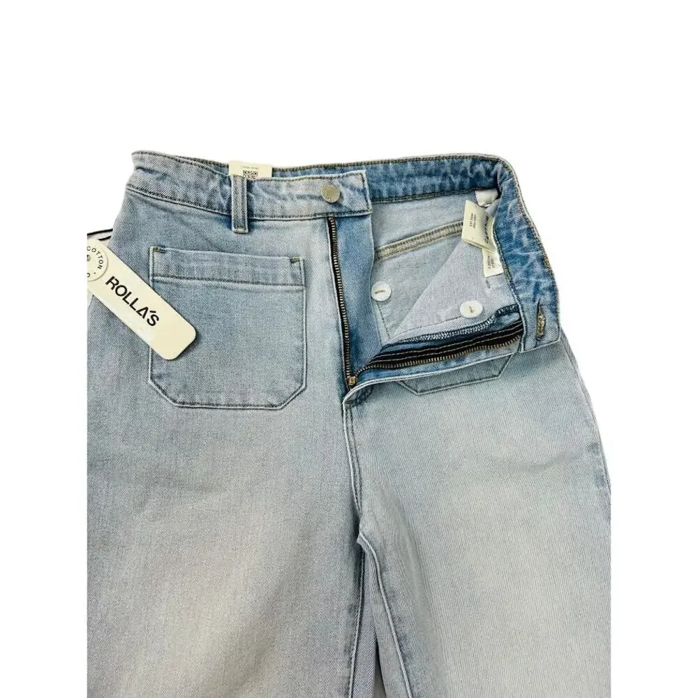 NWT! ROLLA'S WOMEN‎ Sailor Sophie Crop Wide Leg Jeans Light Blue SIZE-27 - Picture 9 of 12
